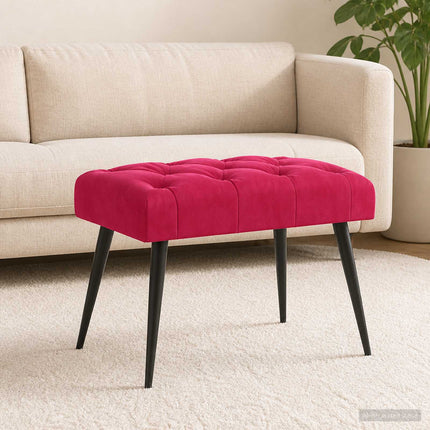 Bænk med knap tufting Vinrød 60 x 40 x 45 cm Fløjl