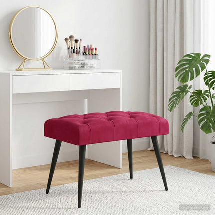 Bænk med knap tufting Vinrød 60 x 40 x 45 cm Fløjl