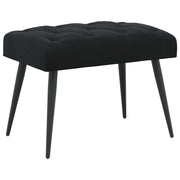Bænk med knap tufting Sort 60 x 40 x 45 cm Fløjl
