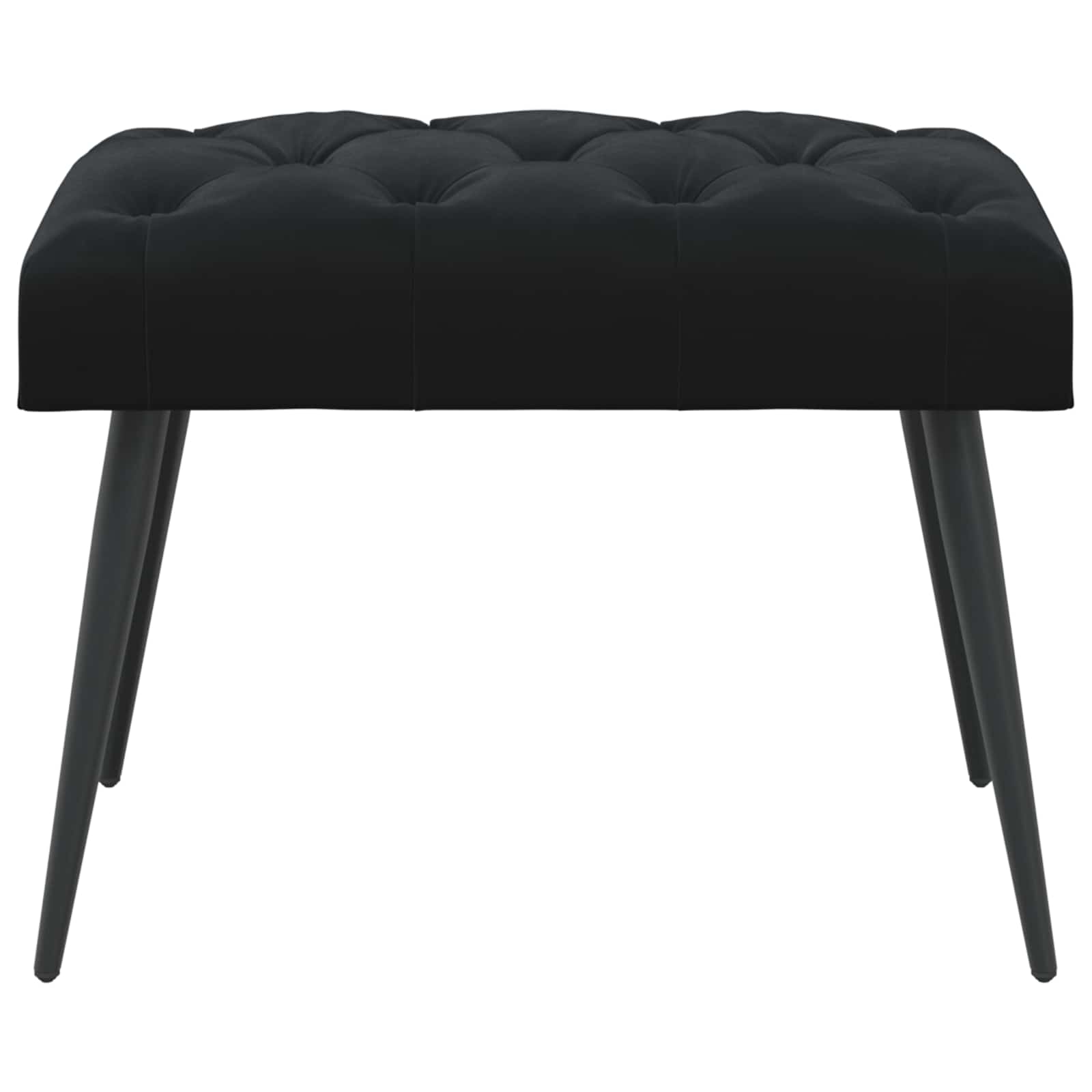 Bænk med knap tufting Sort 60 x 40 x 45 cm Fløjl