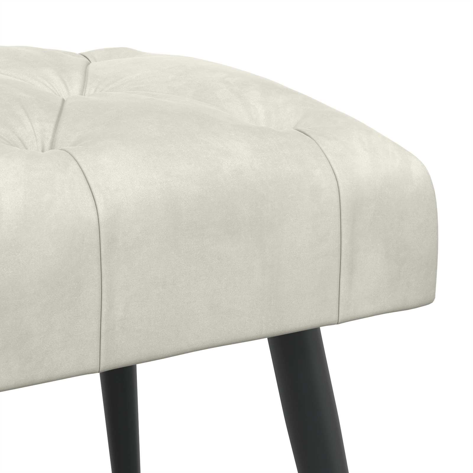 Bænk med knap tufting Cremefarvet 60 x 40 x 45 cm Fløjl