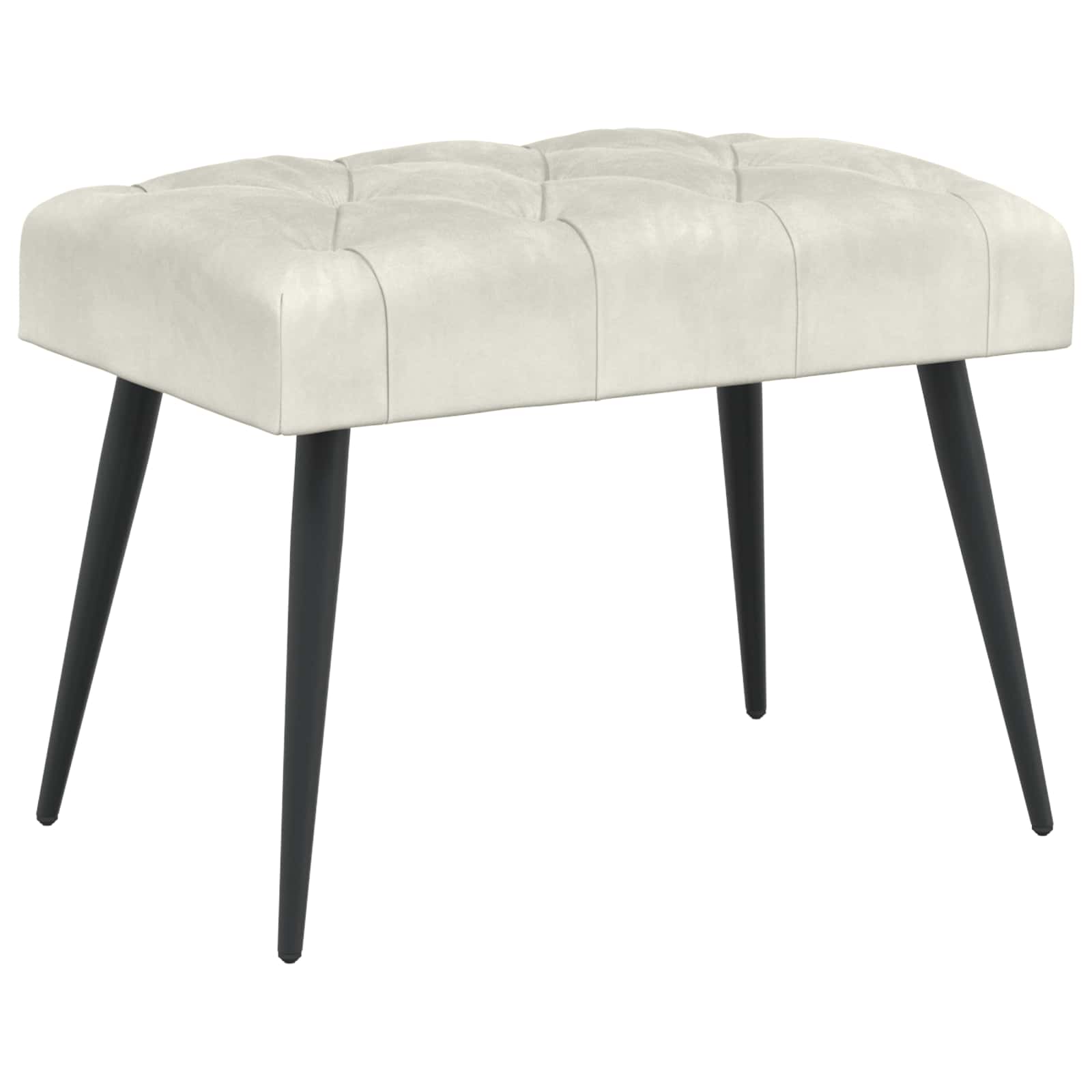 Bænk med knap tufting Cremefarvet 60 x 40 x 45 cm Fløjl