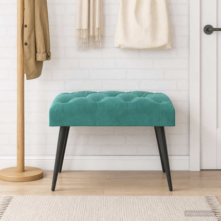 Bænk med knap tufting Turkis 60 x 40 x 45 cm Fløjl