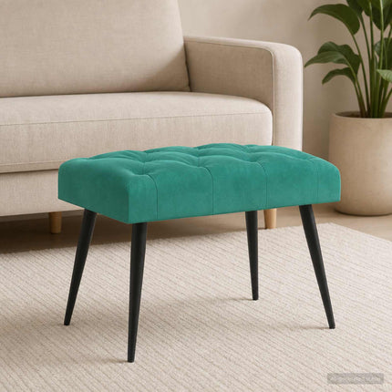 Bænk med knap tufting Turkis 60 x 40 x 45 cm Fløjl