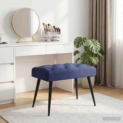 Bænk med knap tufting Politi blå 60 x 40 x 45 cm Fløjl