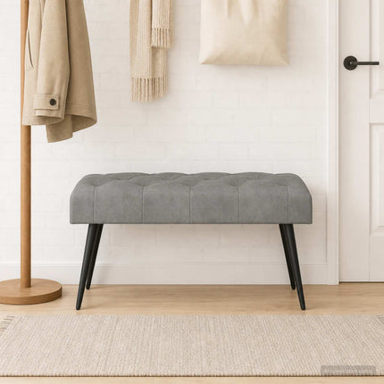 Bænk med knap tufting Lysegrå 80 x 40 x 46 cm Fløjl