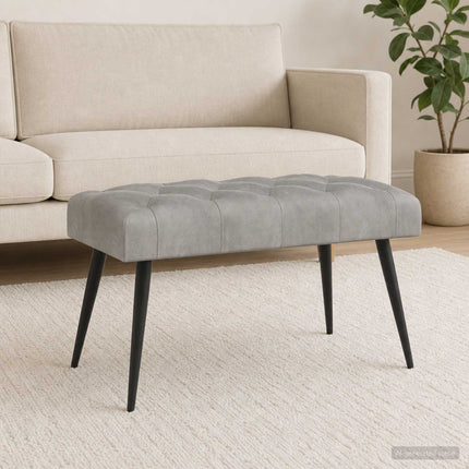 Bænk med knap tufting Lysegrå 80 x 40 x 46 cm Fløjl