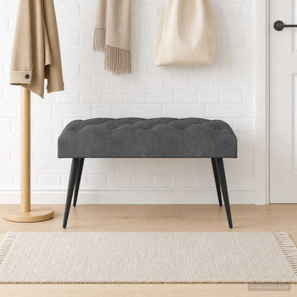 Bænk med knap tufting Mørkegrå 80 x 40 x 46 cm Fløjl