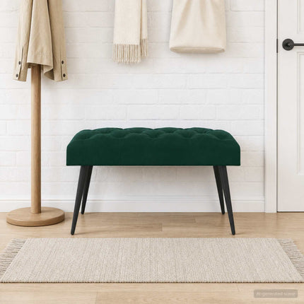 Bænk med knap tufting Mørkegrøn 80 x 40 x 46 cm Fløjl