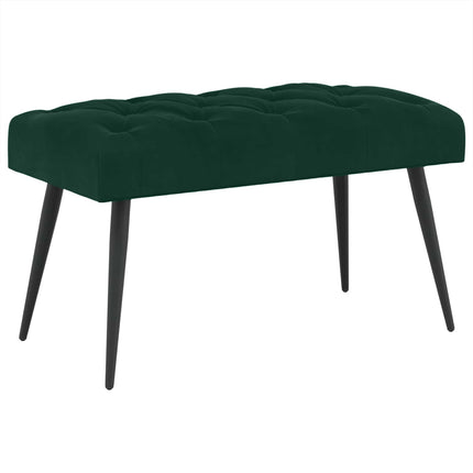Bænk med knap tufting Mørkegrøn 80 x 40 x 46 cm Fløjl