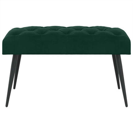 Bænk med knap tufting Mørkegrøn 80 x 40 x 46 cm Fløjl