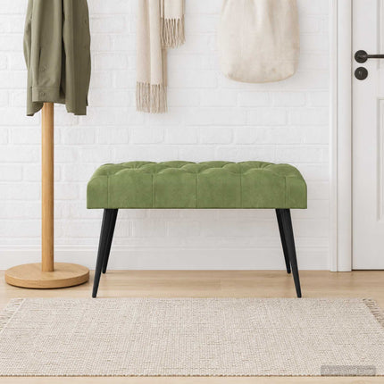 Bænk med knap tufting Lys grøn 80 x 40 x 46 cm Fløjl