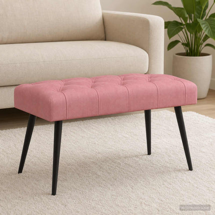 Bænk med knap tufting Lyserød 80 x 40 x 46 cm Fløjl