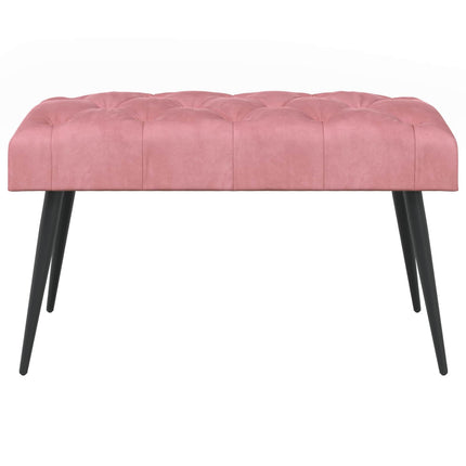 Bænk med knap tufting Lyserød 80 x 40 x 46 cm Fløjl