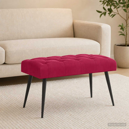 Bænk med knap tufting Vinrød 80 x 40 x 46 cm Fløjl