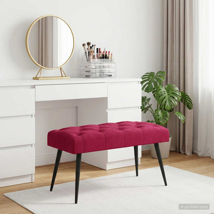 Bænk med knap tufting Vinrød 80 x 40 x 46 cm Fløjl