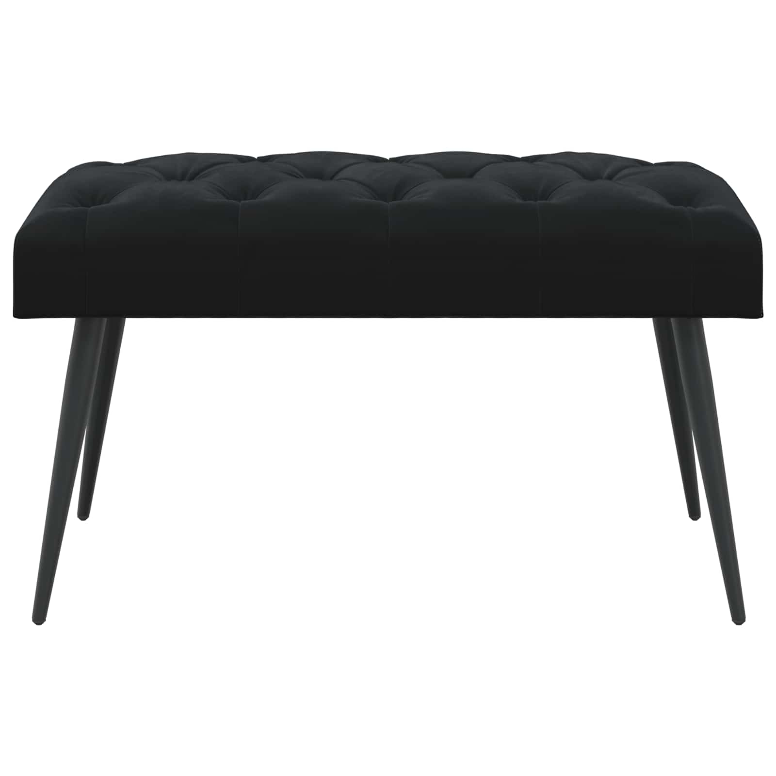 Bænk med knap tufting Sort 80 x 40 x 46 cm Fløjl