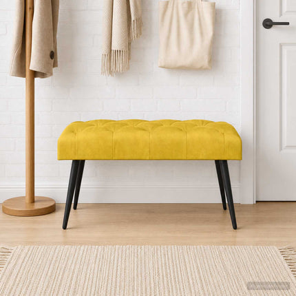 Bænk med knap tufting Gul 80 x 40 x 46 cm Fløjl