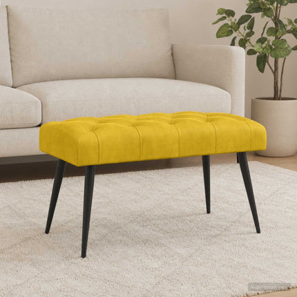 Bænk med knap tufting Gul 80 x 40 x 46 cm Fløjl