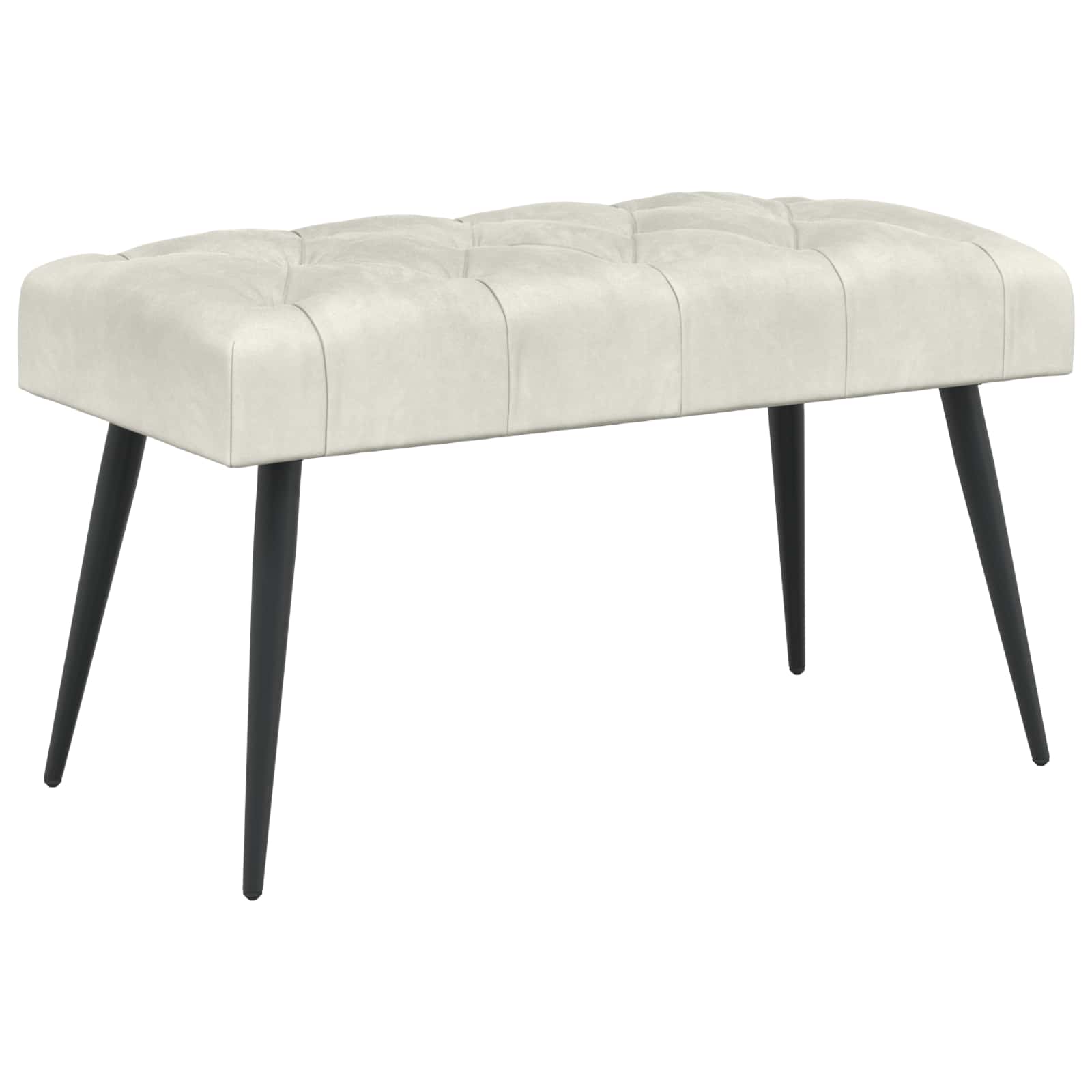 Bænk med knap tufting Cremefarvet 80 x 40 x 46 cm Fløjl