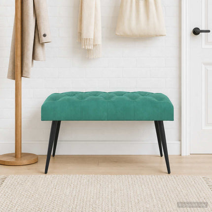 Bænk med knap tufting Turkis 80 x 40 x 46 cm Fløjl