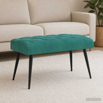 Bænk med knap tufting Turkis 80 x 40 x 46 cm Fløjl