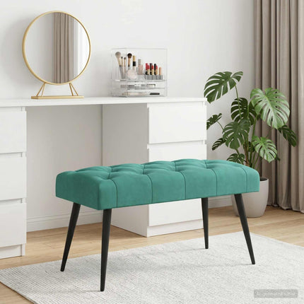 Bænk med knap tufting Turkis 80 x 40 x 46 cm Fløjl