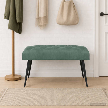 Bænk med knap tufting Havgrøn 80 x 40 x 46 cm Fløjl