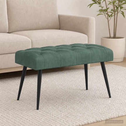 Bænk med knap tufting Havgrøn 80 x 40 x 46 cm Fløjl