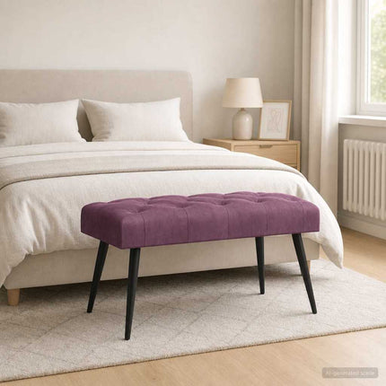 Bænk med knap tufting Lilla 80 x 40 x 46 cm Fløjl