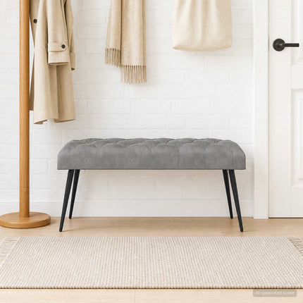 Bænk med knap tufting Lysegrå 110 x 40 x 46 cm Fløjl