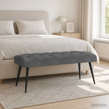 Bænk med knap tufting Mørkegrå 110 x 40 x 46 cm Fløjl