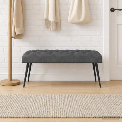 Bænk med knap tufting Mørkegrå 110 x 40 x 46 cm Fløjl