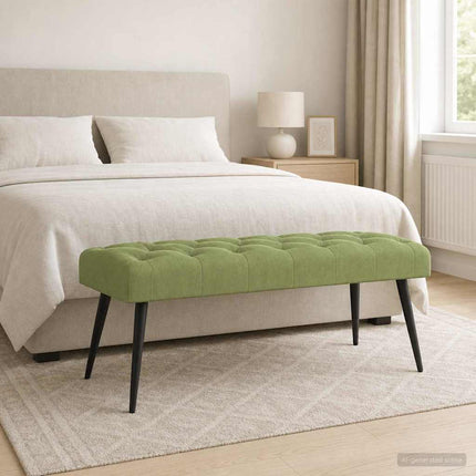 Bænk med knap tufting Lys grøn 110 x 40 x 46 cm Fløjl