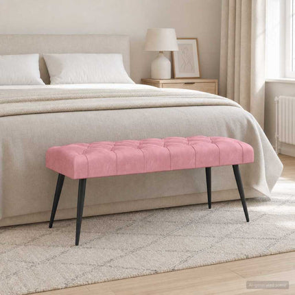 Bænk med knap tufting Lyserød 110 x 40 x 46 cm Fløjl