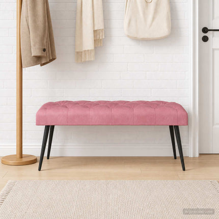 Bænk med knap tufting Lyserød 110 x 40 x 46 cm Fløjl