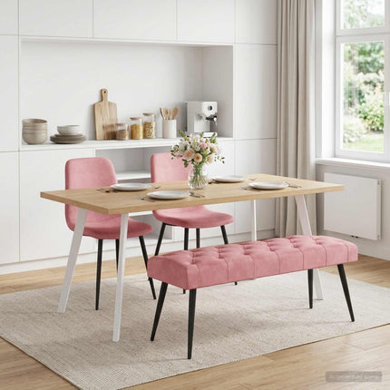 Bænk med knap tufting Lyserød 110 x 40 x 46 cm Fløjl