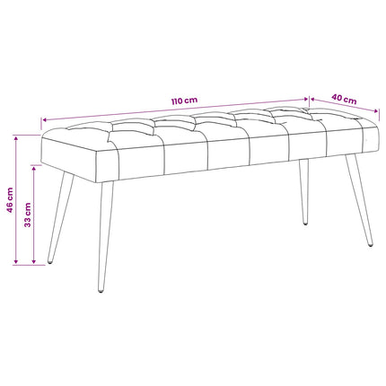 Bænk med knap tufting Lyserød 110 x 40 x 46 cm Fløjl