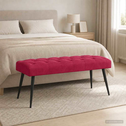 Bænk med knap tufting Vinrød 110 x 40 x 46 cm Fløjl