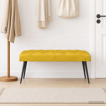 Bænk med knap tufting Gul 110 x 40 x 46 cm Fløjl