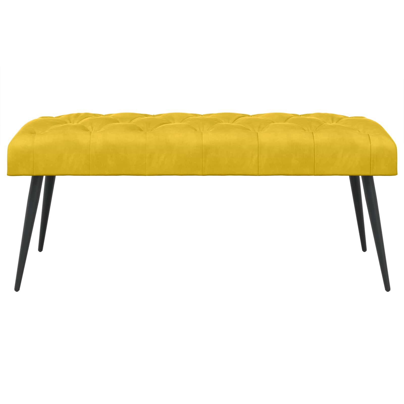 Bænk med knap tufting Gul 110 x 40 x 46 cm Fløjl