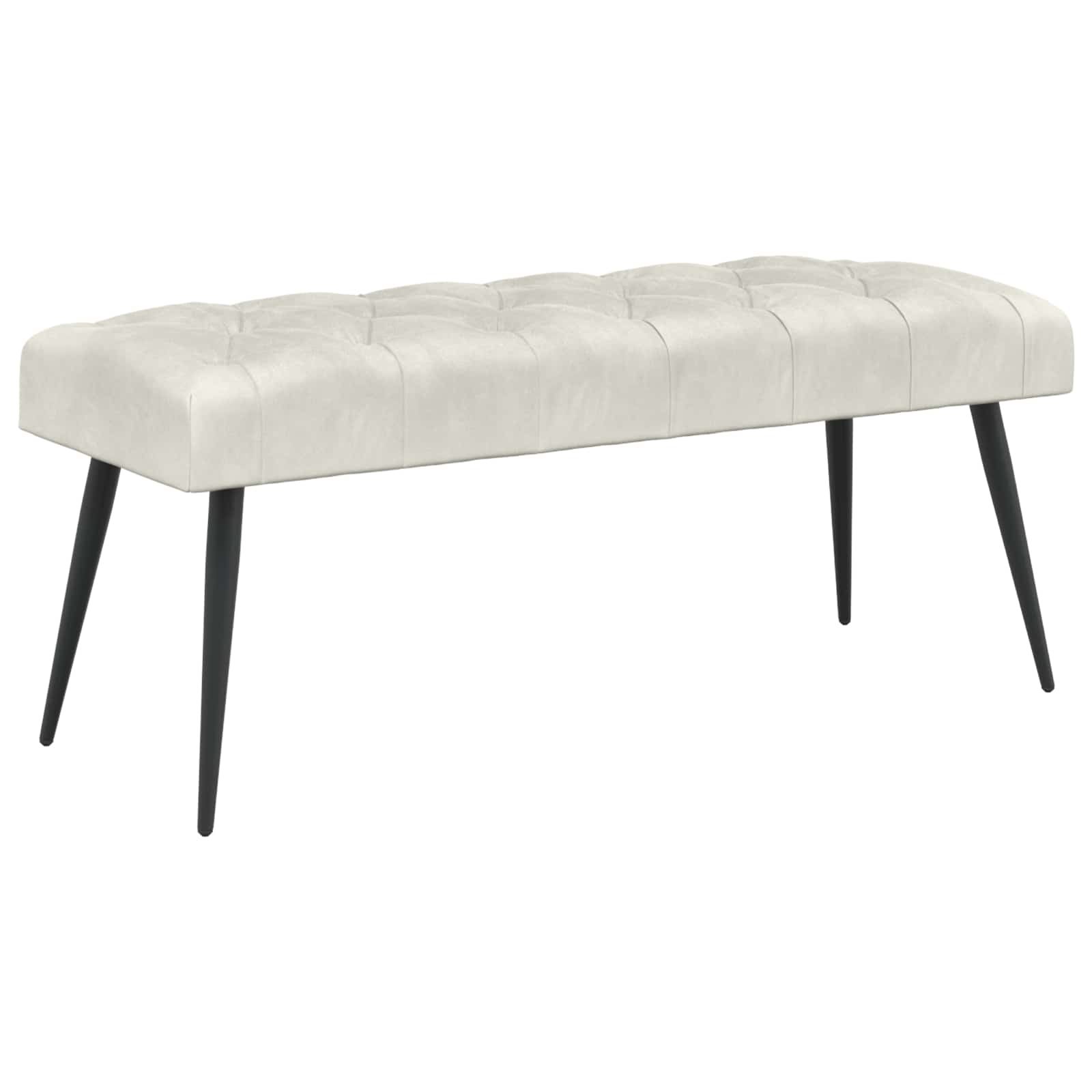 Bænk med knap tufting Cremefarvet 110 x 40 x 46 cm Fløjl