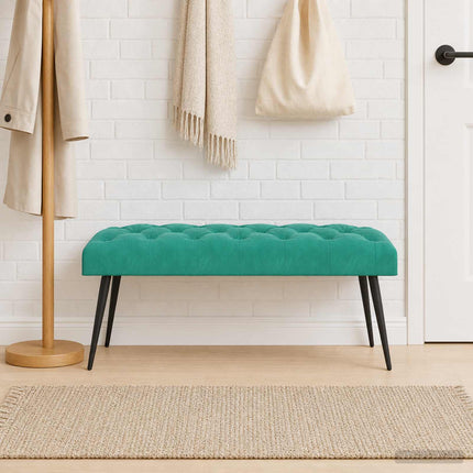 Bænk med knap tufting Turkis 110 x 40 x 46 cm Fløjl