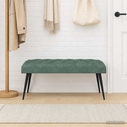 Bænk med knap tufting Havgrøn 110 x 40 x 46 cm Fløjl