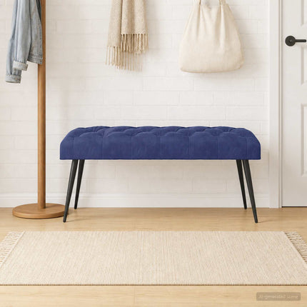 Bænk med knap tufting Politi blå 110 x 40 x 46 cm Fløjl