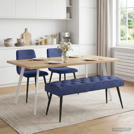 Bænk med knap tufting Politi blå 110 x 40 x 46 cm Fløjl