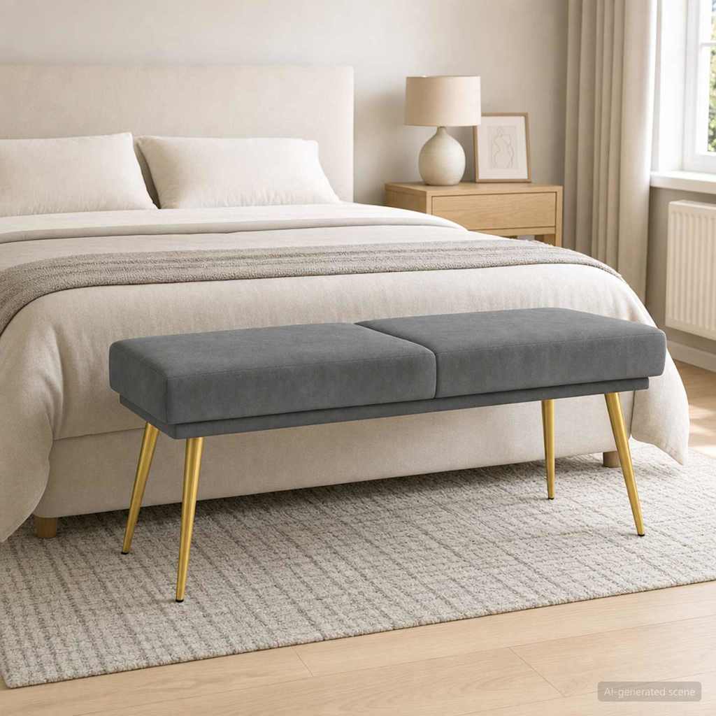 Dobbeltlagret bænk Mørkegrå 120 x 45 x 46 cm Fløjl billede