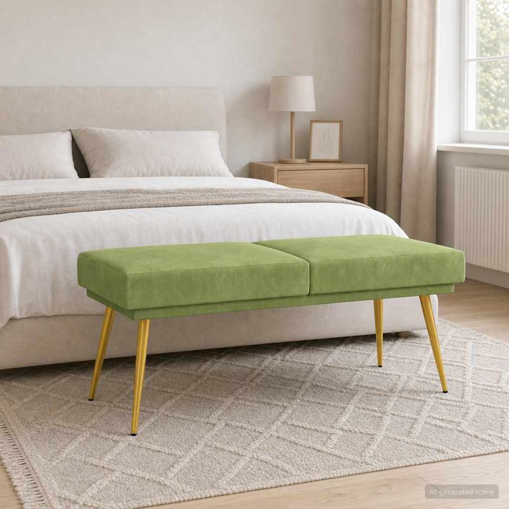 Dobbeltlagret bænk Lys grøn 120 x 45 x 46 cm Fløjl billede