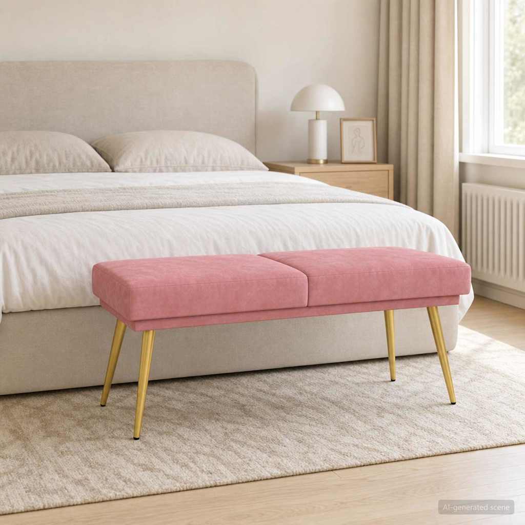Dobbeltlagret bænk Lyserød 120 x 45 x 46 cm Fløjl billede