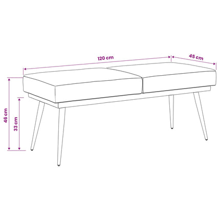 Dobbeltlagret bænk Vinrød 120 x 45 x 46 cm Fløjl